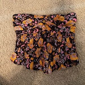 Free People floral strapless top